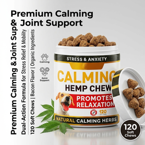 Masticables calmantes para perros, ayuda para aliviar la ansiedad y el miedo, ayuda para dormir, manzanilla natural, triptófano, suplementos para el cuidado de la salud de mascotas - Product Image 2