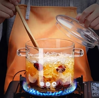 Casserole marmite ménage Double oreille pot en verre avec couvercle épaissi pot de nouilles instantanées verre à haute teneur en borosilicate verre à soupe
