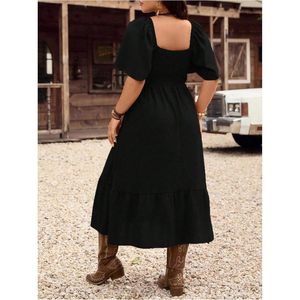 Women's Plus Size Western <b>Cowgirl</b> <b>Dress</b> Floral Embroidered Ruffle Short Sleeve A-Line Maxi Boho Country Outfit - Product Image 2