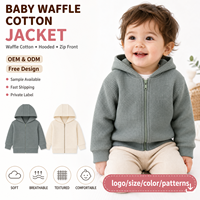 Chaqueta de Bebé con Textura de Algodón Tipo Waffle, con Capucha y Cierre Frontal, Ropa Infantil Personalizada de Boutique, Superventas
