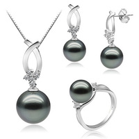 7-10 jours de livraison collier de perles et boucles d'oreilles ensemble or jaune 18K bijoux perles d'eau de mer en vrac Couples bijoux
