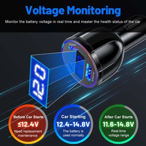 USB+Tipo-C PD 2.0 QC3. Cargador de Coche de Carga Rápida con Pantalla LED <span class=keywords><strong>Digital</strong></span>, Compatible con Portátiles, Material de PC Ignífugo - Product Image 3