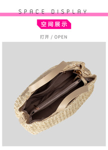Luxe 2025 Sac En <span class=keywords><strong>Raphia</strong></span> Gros Sac De Paille D'été Plage Sac À Main Écologique Femmes Tissé À La Main Rafia Sac Fourre-Tout - Product Image 4