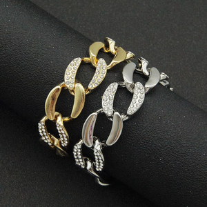 Wide Diamond-encrusted <b>Cuban</b> <b>Chain</b> Men's and Women's Fashion Bracelets Hipster Street Hip Hop Bracelets and Bracelets Tanjing - Product Image 2