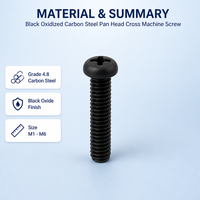 Vis à tête ronde en acier au carbone PM Huayuanxing, oxydées noires, petites micro-vis à tête disque électroniques M1/M2/M3/M4/M5 Grade 4.8