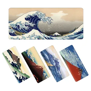 Hot Blue And White Wave Gaming Mouse Pad Non Slip Rubber Base Mousepad Extended Large Desk Pad