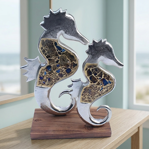 Jaffs Aluminum Handmade Metal Seahorse Figurine Coastal Decor Tabletop Sculpture Home Office Eco-Friendly Durable Artistic - Product Image 2