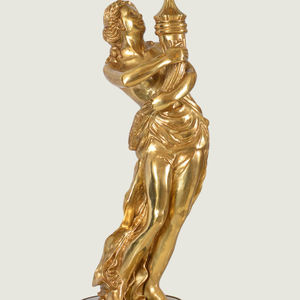 Lampadaire en cuivre à base de marbre vert sculpté à la main ange binaural lampadaire décoratif de palais statue de coulée de cire perdue - Product Image 6