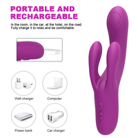 Vibrateur Lapin Passion à Trois Pointes Étanche, 10 Modes de Vibration, Masturbateur Érotique pour Adultes, Produit Sexuel Féminin