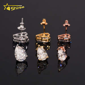 Số lượng lớn Chứng Khoán GRA giấy chứng nhận vượt qua Kim Cương Tester giá bán buôn Pear moissanite Iced ra 925 Bạc Stud Bông tai vít trở lại - Product Image 1