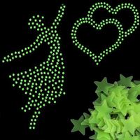 600PCS/SET Pegatinas Decorativas Luminosas de Estrellas, Meteoros y Lunas, Impresas con UV en PVC, Acabado Brillante, Adhesivas para Pared, para Habitación Infantil y Sala de Estar