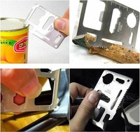 Wosai qpt — trousse de cartes de crédit et de survie, outil de poche, multi-fonction, en acier inoxydable, noir, 11 en 1