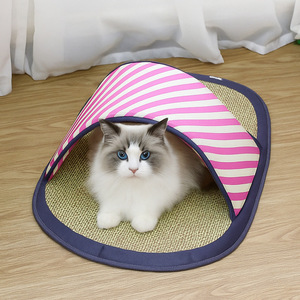 Tapis rayé pour animaux de compagnie avec coussin rafraîchissant pour chats et chiens, nid confortable pour l'été - Product Image 2