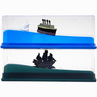 Presse-papiers à vague liquide acrylique créatif bateau flottant bateau de croisière ornement de fluide bouteille de dérive presse-papiers liquide