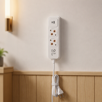 Multiprise à 2 prises avec 1 USB et 1 Type C 3.1A à charge rapide, ignifuge, en PC, rallonge 1,5M 3M