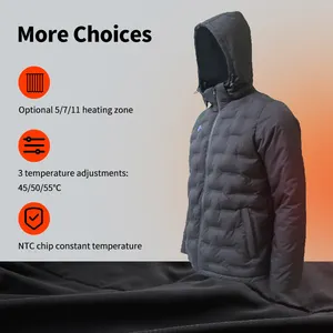 Veste chauffante à batterie isolée personnalisée Usb Chauffe-manteau Vêtements chauffants Vestes en duvet à capuche chauffantes électriques pour hommes