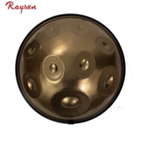 Raysen Stainless Steel Handpan 53cm 9 Notes C Kurd Scale 440Hz Gold Color Sound Healing Handmade