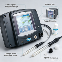 Électrode pH en ligne PD1R1 compatible / Contrôleur de pH / Solution tampon pH |   Analyseur de qualité de l'eau Sonde de pH