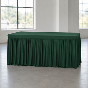 Custom Forest Green Fitted Spandex <b>Table</b> Cover <b>Tablecloth</b> with Gathered Skirt <b>for</b> Banquet <b>Tables</b> Hotel Linen Rental Wholesale O - Product Image 1