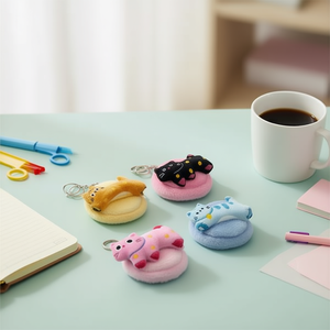 Porte-monnaie miroir Happy Cat 10 cm avec porte-clés et jouet en peluche - Product Image 3