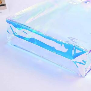 กระเป๋าโท้ทอเนกประสงค์ PVC ลายเลเซอร์ สีเหลืองเหล็ก พิมพ์โลโก้ได้ ปิดด้วยกระดุม มีหูหิ้ว - Product Image 4