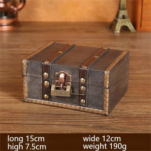 Vintage <strong>Wooden</strong> Box WBH49-WBH51 Jewelry Storage Box <strong>Antique</strong> Decor Pirate Treasure Chest for Film Shooting Decoration - Product Image 4