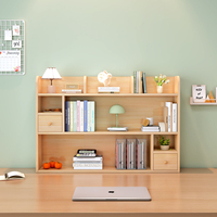 Bureau en bois massif avec petite étagère et rangement multi-niveaux pour étudiants et enfants, design modulable