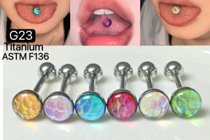 Titan G23 Đồ Trang Sức Cơ Thể Đa-Màu Gradient Xỏ Lưỡi Vòng Với Zircon Xỏ Bông Tai - Product Image 2