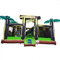 Château Gonflable Commercial pour Enfants, Toboggan Gonflable Extérieur en PVC de Qualité Professionnelle, Combo Jungle, Capacité 300KG