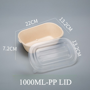 Kotak Makan Siang/Salad Bulat Sekali Pakai, Lipat, Kaku, dari Kertas Kraft Daur Ulang Ramah Lingkungan Biodegradable 1000ml Grosir - Product Image 3