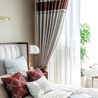 Rideau de fenêtre rétro en polyester, couleur unie, semi-occultant, translucide, personnalisable, toutes saisons, style américain, rideau pour la maison