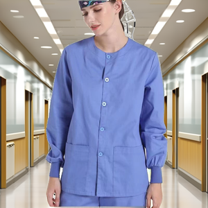 Blouse de travail unisexe nouvelle mode à manches longues avec boutons et poches, tissée, pour hôpital, infirmière, médecin, en polyester - Product Image 2