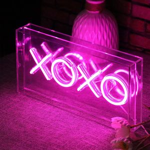 Enseigne XOXO en néon, boîte lumineuse LED USB de bureau, enseigne de bar en néon rose, enseigne murale 3D pour fête, taxi, hôpitaux et entreprises - Product Image 2
