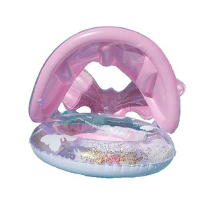 Bouée de bain rose en forme de queue de poisson avec auvent, 56 pouces, pour les tout-petits, pour jeux aquatiques et piscine - Product Image 5