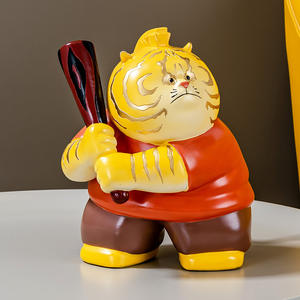 تمثال نمر كرتوني لطيف من الراتنج، تمثال مرسوم يدويًا للسنة الصينية الجديدة، حرفة نحتية للديكور المنزلي وهدية فنغ شوي - Product Image 4