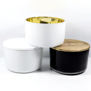 20盎司610毫升豪华空哑光白色玻璃蜡烛罐，带盖蜡烛制作盒