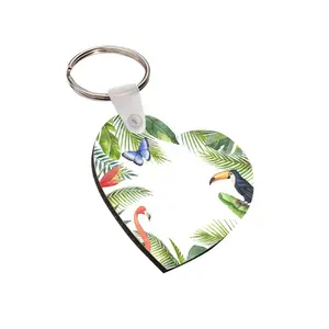 Porte-clés en bois personnalisé en forme de cœur pour la décoration, impression de Sublimation, cadeaux de domaine, vente en gros