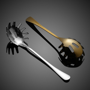 Vente en gros Passoire à <span class=keywords><strong>spaghetti</strong></span> Cuillère de serveur <span class=keywords><strong>Pince</strong></span> à pâtes en acier inoxydable Fourchette et cuillère pour la cuisine - Product Image 2