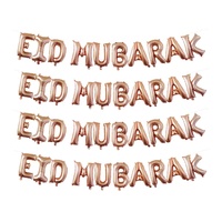 pour le Hajj, ballons en aluminium pour la décoration du Ramadan, jeu de bannières en or et argent de 16 pouces pour EID Mubarak