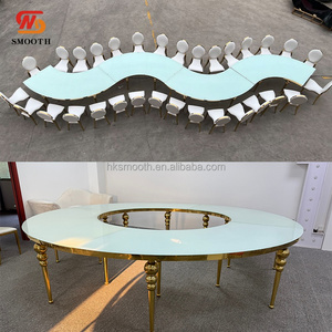 SMOOTH Luxury Wedding <b>Table</b> Golden Stainless Steel Frame <b>Round</b> Shape Modern Serpentine <b>Table</b> Wedding Events Dinner <b>table</b> - Product Image 1