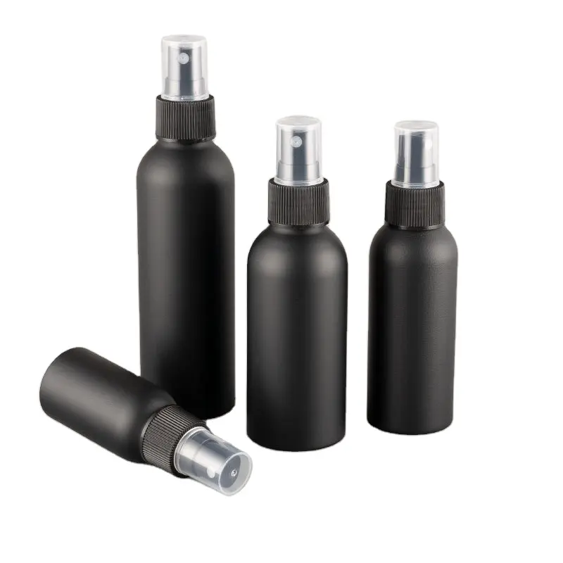 Matte Black Aluminum Refillable Cosmetic Room Cleaning Spray Bottle Screen Printing PUMP Sprayer 30ml 50ml 100ml 120ml CN;ZHE