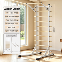 Barres murales en bois, échelle suédoise, barres de gymnastique, structure d'escalade avec tour de Pilates et bras réglables pour la gym à domicile et le fitness