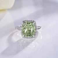 Bague en argent sterling 925 Kirin avec pierre verte, plaqué rhodium, zircon central, OEM ODM