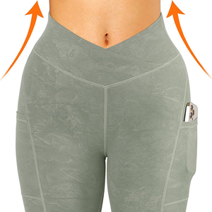 Châu Âu Và Hoa Kỳ Cộng Với Kích Thước Chéo Eo Cao Eo Giản Dị Sexy Chắp Vá Chéo Túi Yoga Tập Thể Dục Xà Cạp - Product Image 3