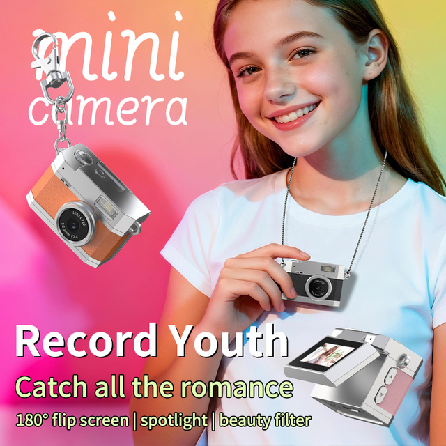 4K Mini HD Retro Digital Camera 48MP 2.4 Inch Rotating Screen 8X Zoom Electronic Anti Shake 800mAh Battery Travel Vlog Camera