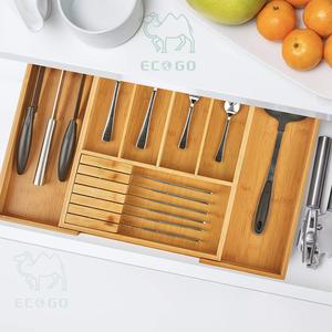 Premium Bamboo <strong>Kitchen</strong> Spoon Holder 7 Sections Cutlery <strong>Organiser</strong> Knife Block Cutlery Holder in Drawer - Product Image 2