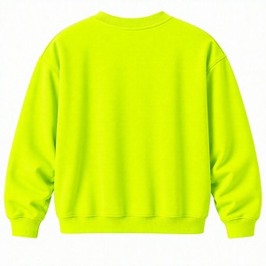 Sweat-shirt à col rond vert fluo pour homme, logo personnalisé imprimé sur le devant, coupe classique, décontracté, tricoté pour l'automne, style français - Product Image 2