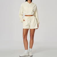 Ensemble de vêtements décontractés pour femmes, sweat-shirts à capuche zippés en polaire, pantalons de survêtement, shorts, rouge, pour l'hiver et Noël