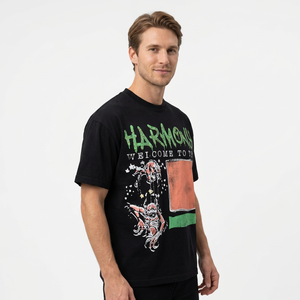 <b>Black</b> Oversized Heavy Cotton <b>Men</b> T <b>Shirt</b> Vintage Large Print Graphic O Neck <b>Short</b> <b>Sleeve</b> Streetwear - Product Image 5