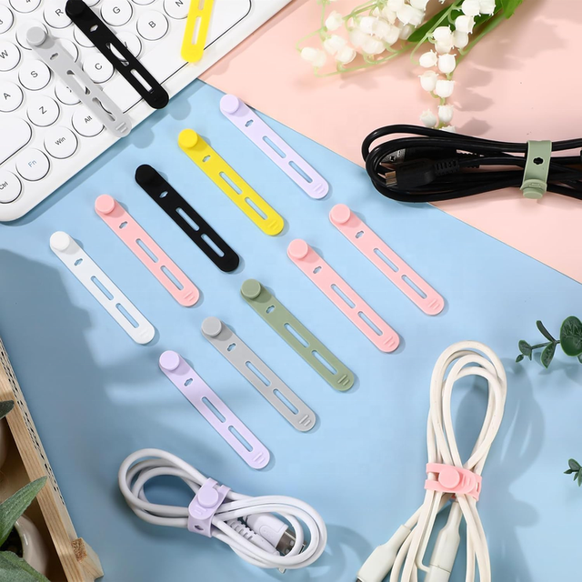 Reusable Silicone Cable Ties Multi-functional Cord Organizer Rubber Cable Straps for Earphone Data Cable Management